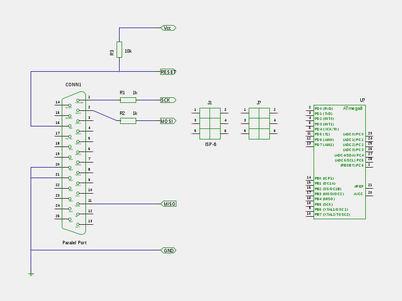 ISP programátor pro AVR na paralelní port