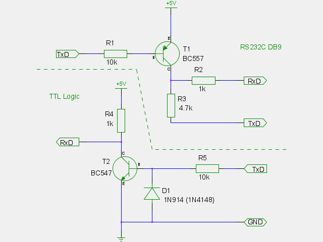 Jednoduchý převodník úrovní TTL↔RS232C