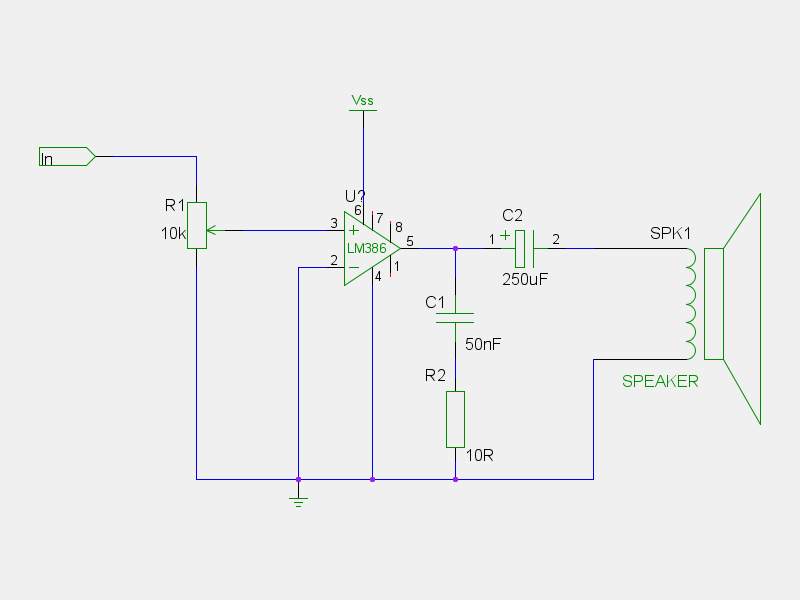 Zapojení zesilovače s LM386