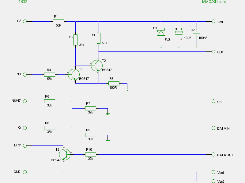 The 1802 MMC/SD interface circuit