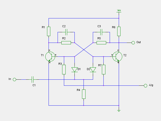 Tranzistorový bistabilní klopný obvod jako dělička kmitočtu