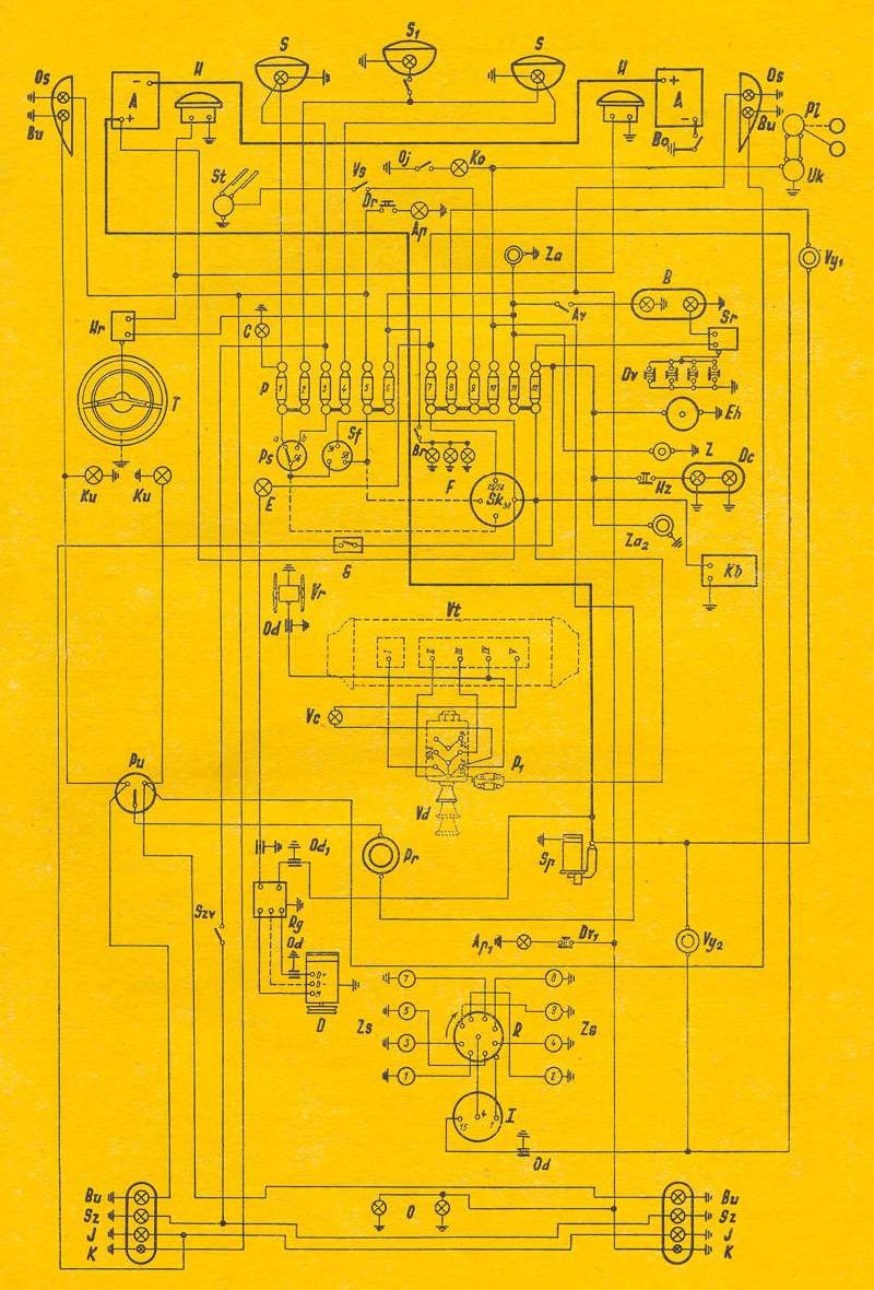 Schma elektrickho zapojen vozu Tatra 603