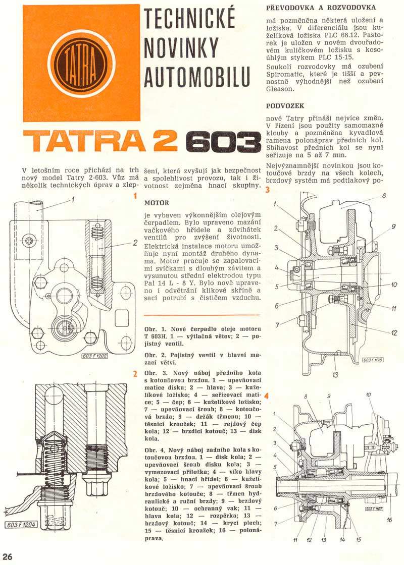 Technick novinky automobilu Tatra 2-603
