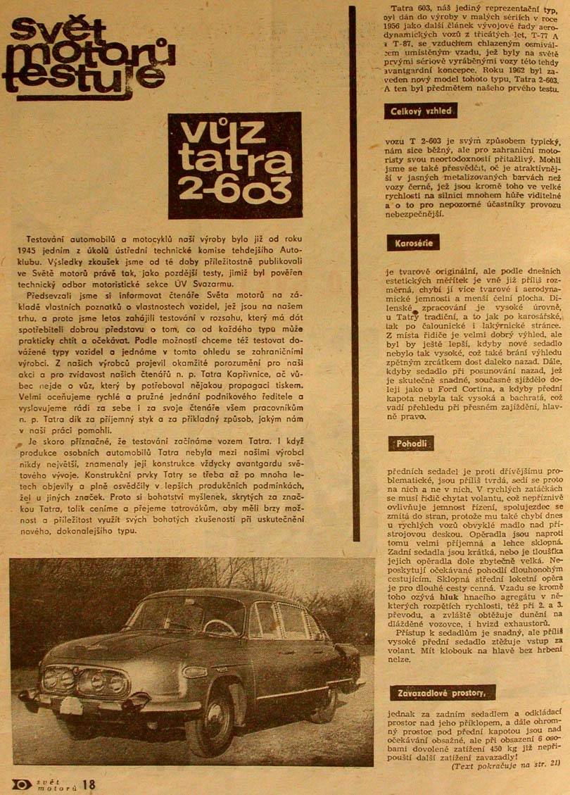 Test vozu Tatra 2-603