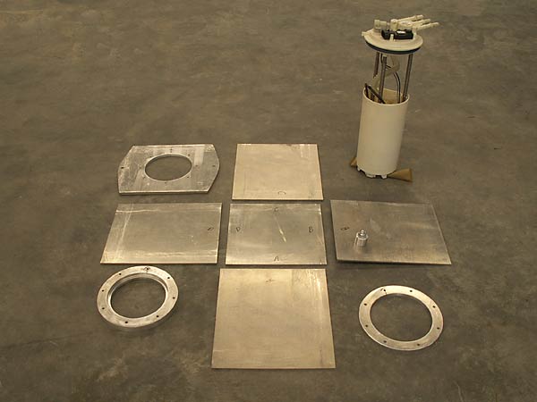 a few rectangles of aluminum, and a fuel pump