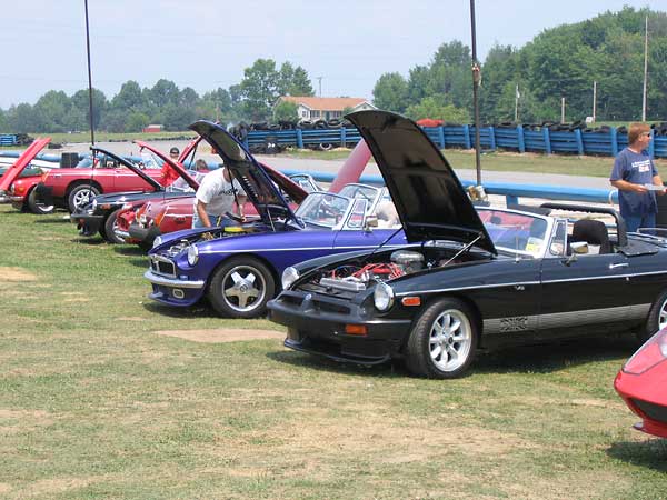 Dave Kirkland's black MGB and Mikel Moor's blue one