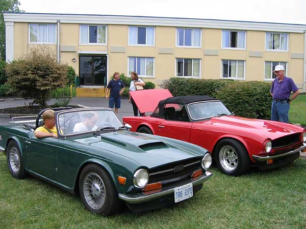 Curtis Jacobson prepares to test drive Ken Hiebert's TR6