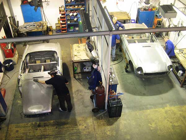 Fitting the bonnet and front fenders.