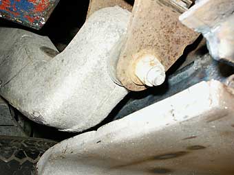 close-up of the TR6 trailing arm pivot
