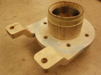 wooden prototype of custom hub assembly