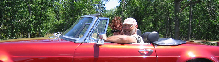 Joe and Debra Schafer on a BritishV8 Outing  (photo by Katie Ermakovich)