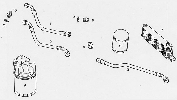 MGB GT V8 parts - Oil Cooler and Pipes