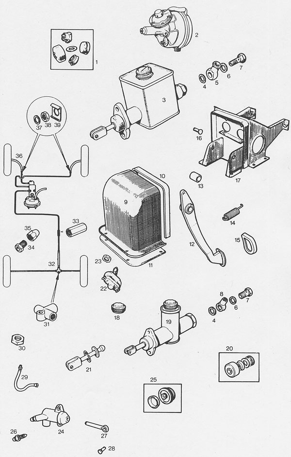 MGB GT V8 parts - Brake, Clutch Master and Slave Cylinders