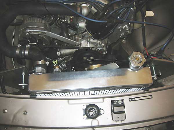 Barrie upgraded to this aluminum radiator and a Delco alternator in 2007.