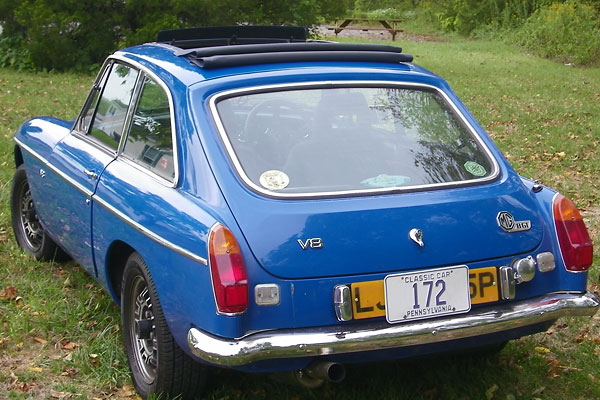 MG Tahiti Blue paint. LeMans style fuel filler cap.