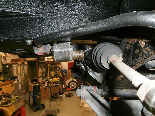 Late model MGB radiator in conflict with early model MGB steering rack.