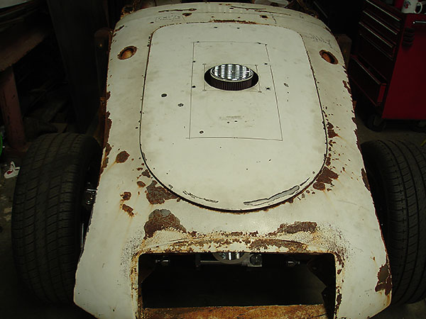 Air filter projects through the MGA bonnet.