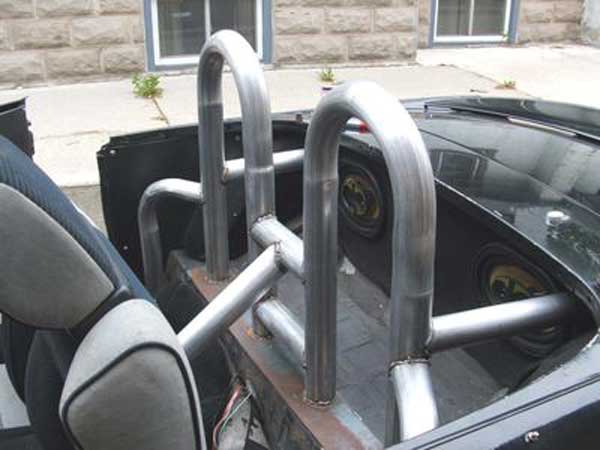 safety fast: custom MGB dual-hoop roll bar