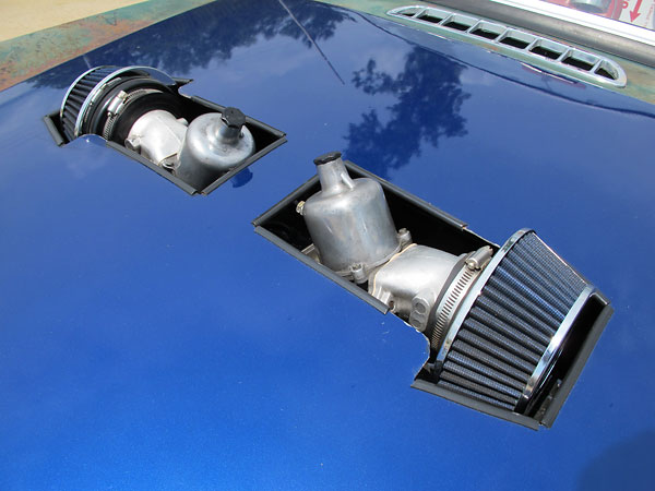 Bonnet modifications to provide carburetor and air filter clearance.