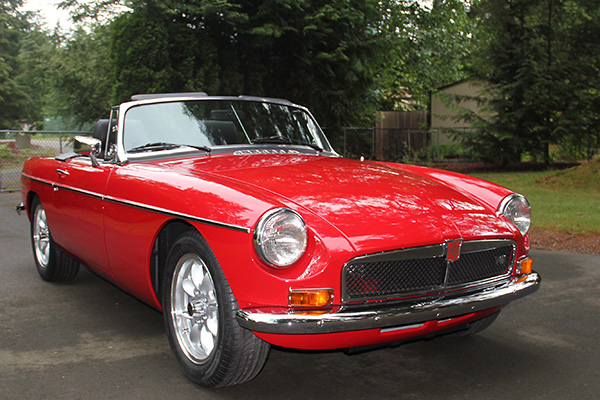 1973-1974.5 MGB grille (with black insert) and apron (with two oil cooler holes.)