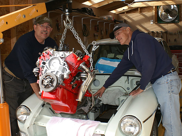 Engine installation is a joyful experience to share with friends.