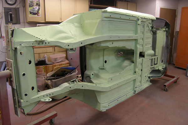 Epoxy primer was sprayed over the entire bodyshell.