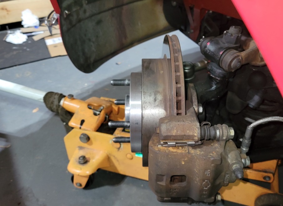 Vented front disc brakes rear view.