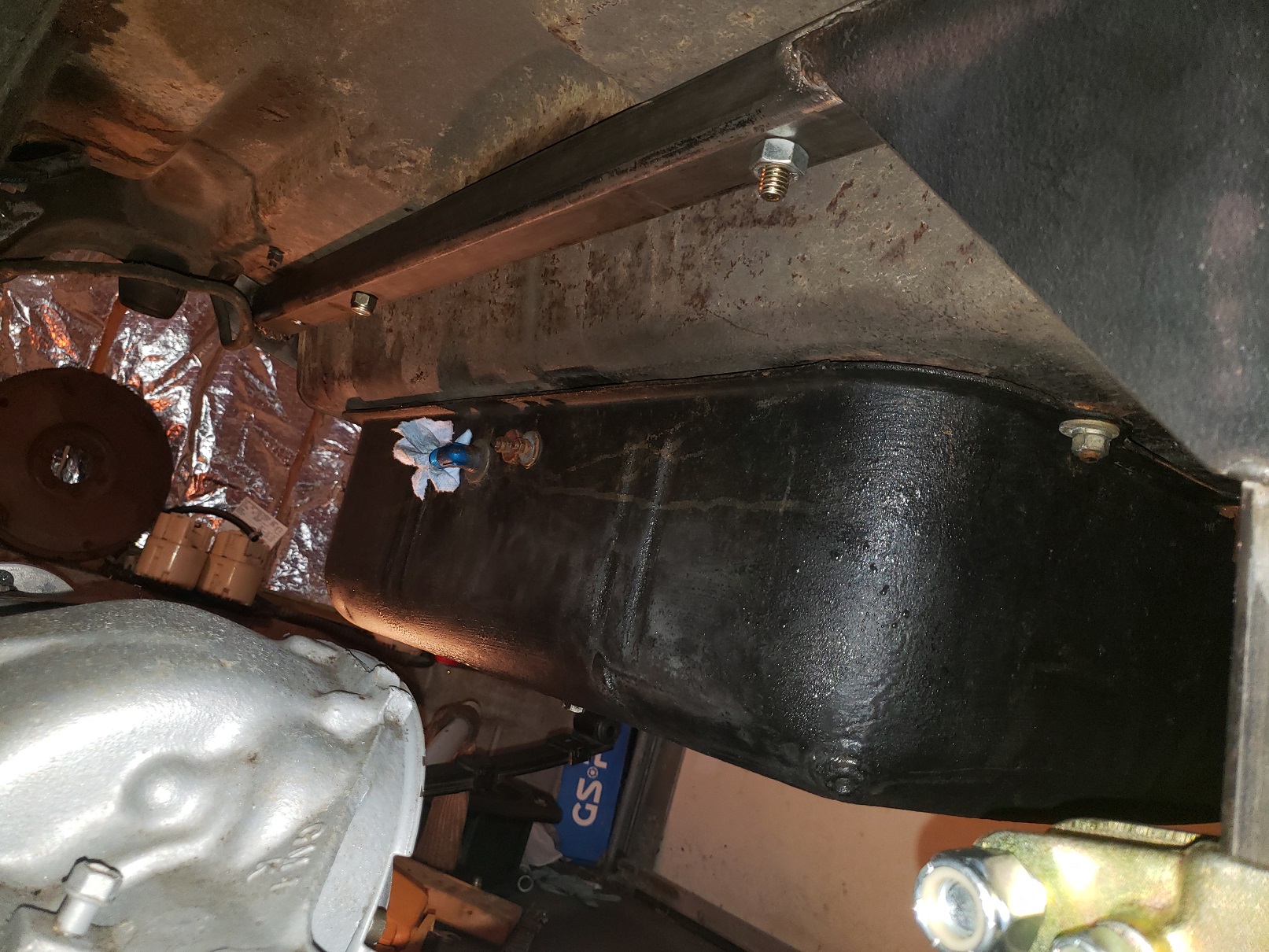 Panhard bar mount test fitting to car.