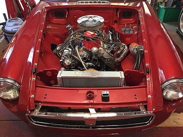 Aluminum Ford Mustang pattern radiator.