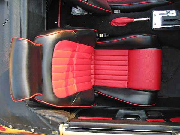 Custom narrowed and upholstered 1996 Chevy Camaro Z28 seats.