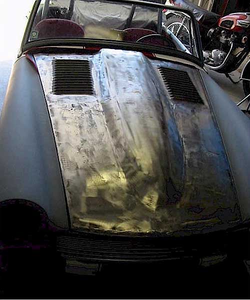 customized Jaguar E-type hood
