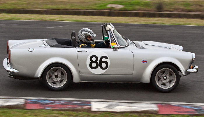 David Petrikas driving his 1965 Sunbeam Alpine Tiger-conversion