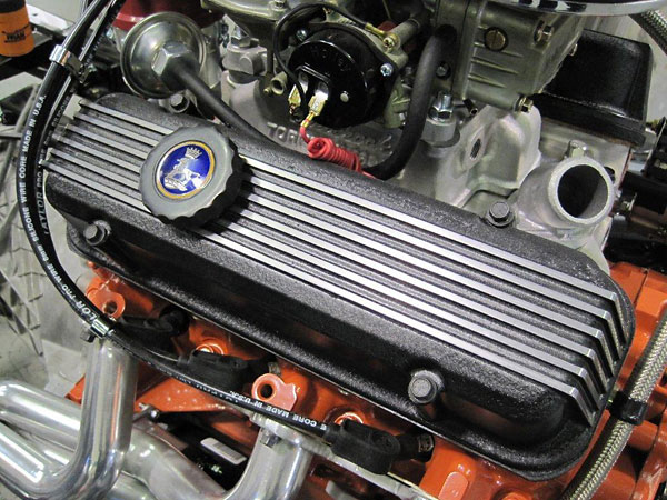 Aftermarket, finned, cast-aluminum Pontiac Fiero V6 valve covers.