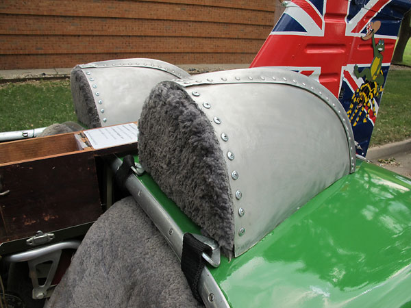 Steve made headrest fairings out of the tips of an aluminum canoe.