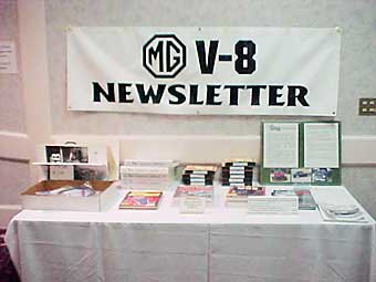 MG V-8 Newsletter display table