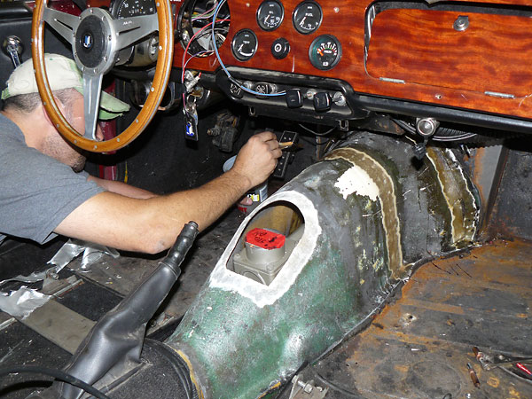 Fiberglass transmission tunnel.