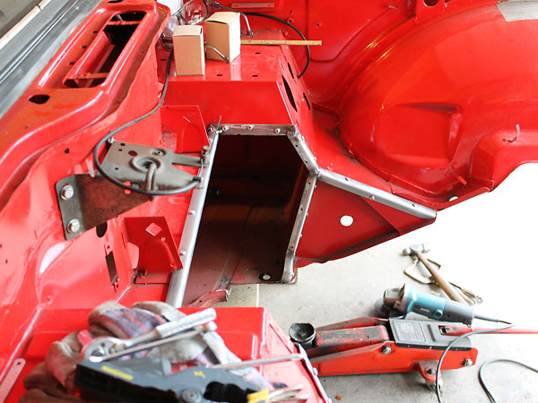 A side shot of the new transmission tunnel.