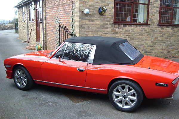 Lowered front springs plus modern wheels and tires give this Stag its aggressive stance.