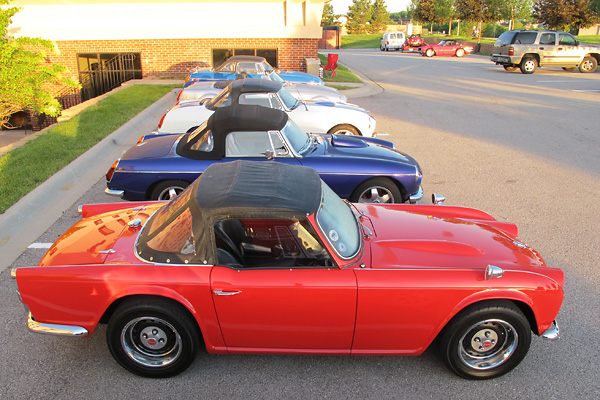 Early morning, with dew on the cars.