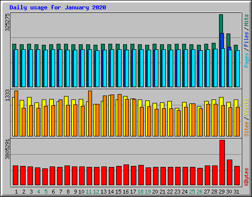 Daily usage for January 2020