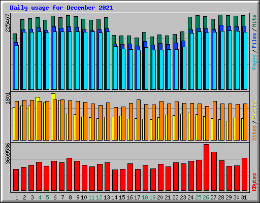 Daily usage for December 2021