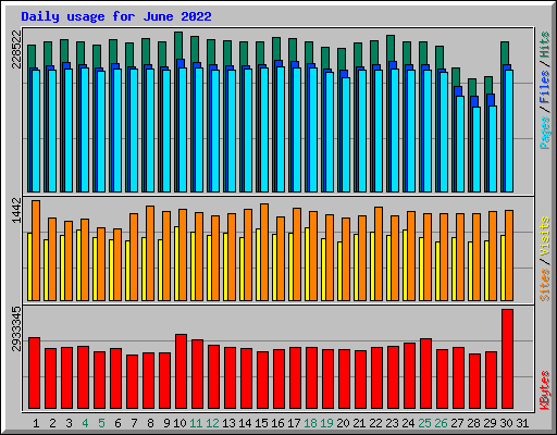 Daily usage for June 2022