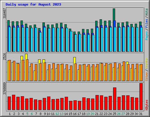 Daily usage for August 2023